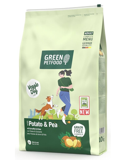 GREEN PETFOOD VeggieDog Trockenfutter mit Kartoffel und Erbse getreidefrei adulte Hunde 10 kg