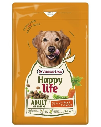 VERSELE-LAGA Happy Life Trockenfutter mit Rind für alle aktive Hunde 2,5kg