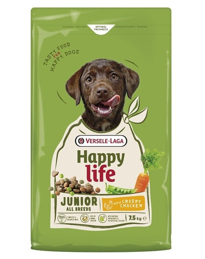 VERSELE-LAGA Happy Life Junior Trockenfutter mit Huhn für Welpen und junge Hunde 7,5 kg