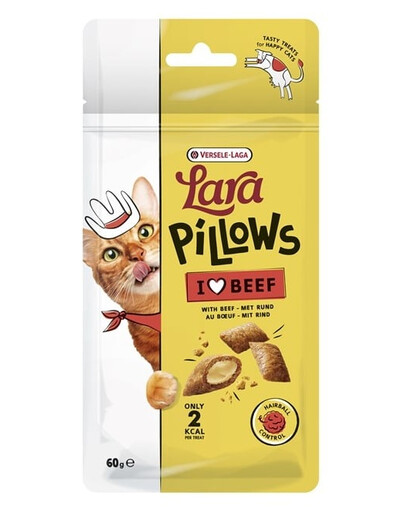 VERSELE-LAGA Lara Snack Pillows mit Rind Hairball Control Snack zur Unterstützung der Eliminierung von Haarballen 60g