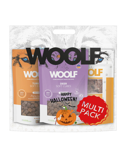 WOOLF Multipack Halloween Snacks für Hunde Mix Geschmacks 3x100g