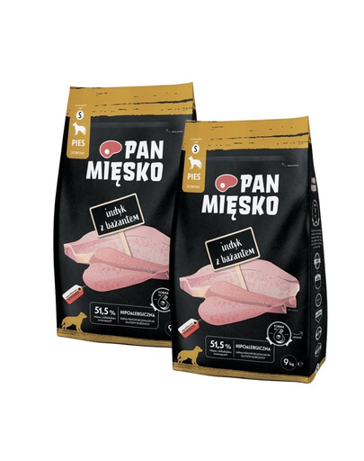 PAN MIĘSKO Trockenfutter mit Pute und Fasan für adulte kleine S Hunde hypoallergen 2x9 kg