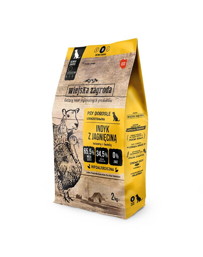 WIEJSKA ZAGRODA Trockenfutter Pute mit Lamm für adulte Hunde M getreidefrei 2 kg