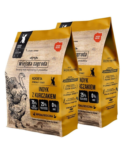 WIEJSKA ZAGRODA Trockenfutter Pute mit Huhn für Kätzchen getreidefrei 2x400 g
