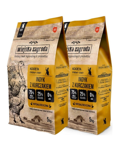 WIEJSKA ZAGRODA Trockenfutter Pute mit Huhn für Kätzchen getreidefrei 2x5 kg