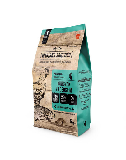 WIEJSKA ZAGRODA Trockenfutter Huhn mit Lachs für Kätzchen getreidefrei 2x5 kg