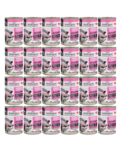 WIEJSKA ZAGRODA Nassfutter Schweinefleisch Monoprotein für adulte Hunde 24x400 g