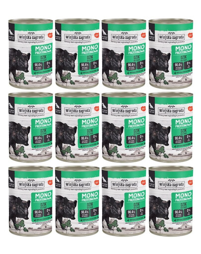 WIEJSKA ZAGRODA Nassfutter Wildschwein Monoprotein für adulte Hunde getreidefrei 12x400 g