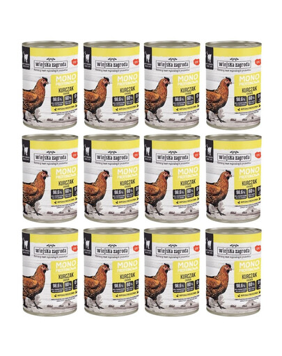 WIEJSKA ZAGRODA Nassfutter mit Huhn Monoprotein für adulte Katzen 12x400 g