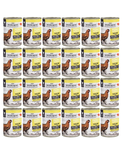 WIEJSKA ZAGRODA Nassfutter mit Huhn Monoprotein für adulte Katzen 24x400 g