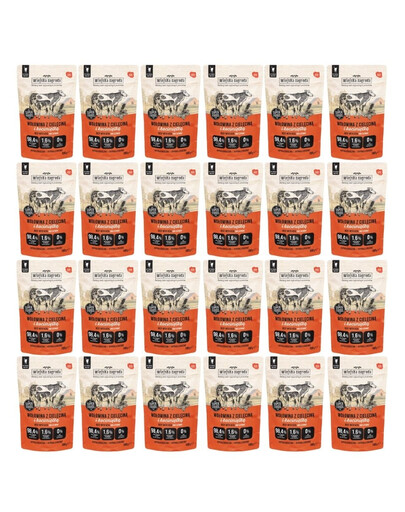 WIEJSKA ZAGRODA Superfoods Nassfutter Rindfleisch mit Kalbfleisch und Katzenminze für adulte Katzen getreidefrei 24x100 g
