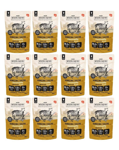 WIEJSKA ZAGRODA Superfoods Lamm mit Ente und Katzenminze feuchte Nahrung für Katzen 12x100 g