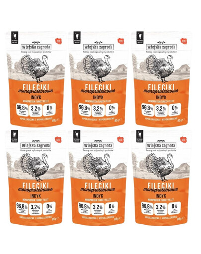 WIEJSKA ZAGRODA Filets Truthahn Monoprotein für adulte Katzen getreidefrei 6x85 g