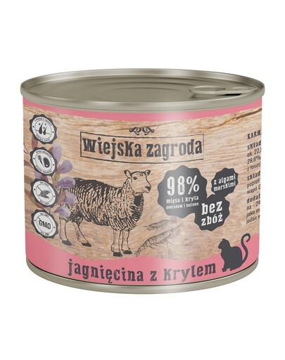 WIEJSKA ZAGRODA Nassfutter Lamm und Krill für adulte Katzen getreidefrei 12x200 g