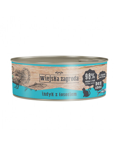 WIEJSKA ZAGRODA Nassfutter Truthahn mit Lachs für adulte Katzen getreidefrei 12x85 g