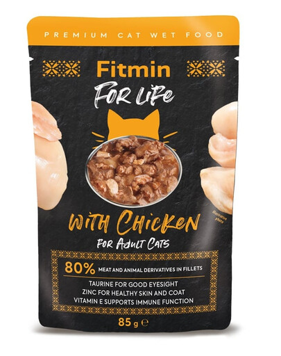 FITMIN cat for life pouch adult chicken Nassfutter mit Huhn für Katzen 85 g