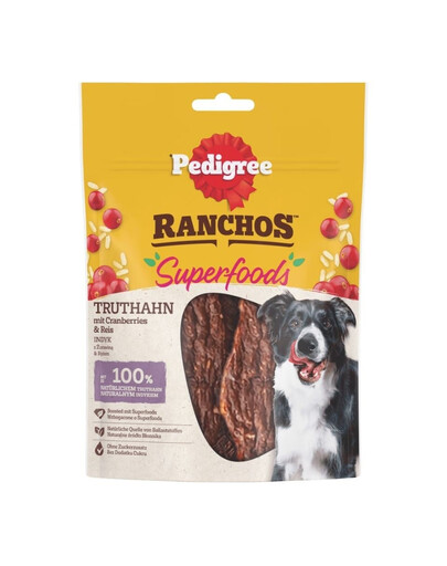 PEDIGREE RANCHOS Superfoods Leckerlis mit Truthahn, Cranberries und Reis 7x70g