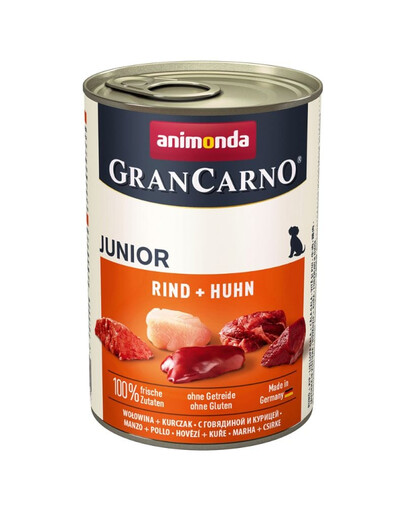 ANIMONDA GranCarno Nassfutter mit Rind und Huhn für junge Hunde getreidefrei 24x400g