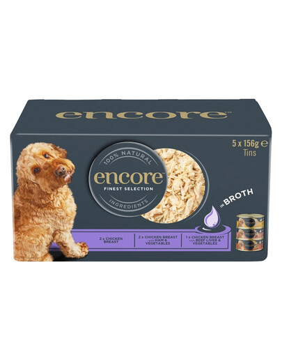 ENCORE Dog Finest Selection in Broth Multipak mix Geschmäcker mit Huhn in Brühe 5x156g