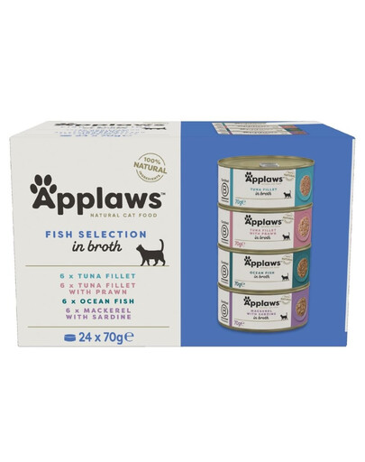 APPLAWS Cat Adult Fish Selection Multipak in Broth mix Geschmäcker von Fisch in Brühe 24x70g