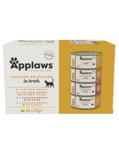 APPLAWS Cat Adult Chicken Selection Multipak in Broth mix Geschmäcker mit Huhn in Brühe 24x70g