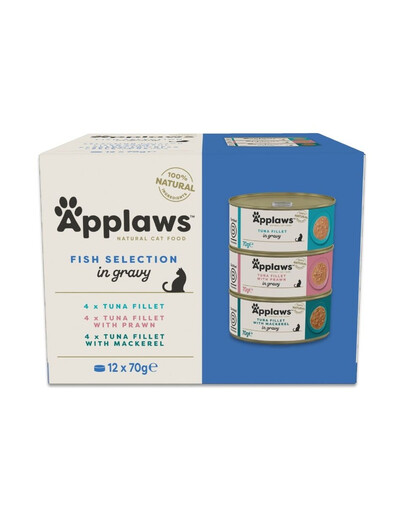 APPLAWS Cat Adult Fish Selection Multipak in Gravy mix Geschmäcker mit Fisch in Soße 12x70g
