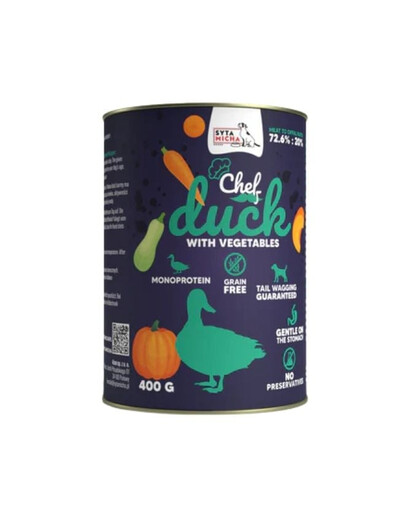 Chef Monoprotein Kaczka z warzywami 400 g mokra karma dla psów