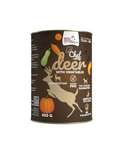 Chef Monoprotein Jeleń z warzywami 400 g mokra karma dla psów