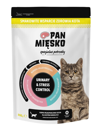 PAN MIĘSKO Urinary & Stress Control Trockenfutter mit Truthahn für adulte Katzen 2x3 kg