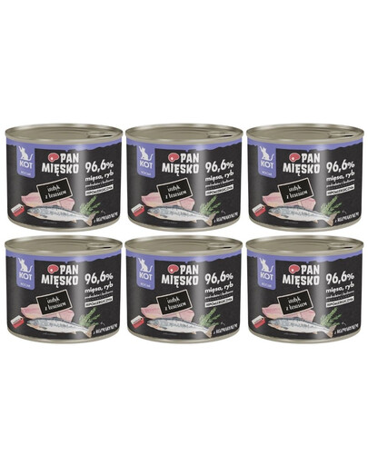 PAN MIĘSKO Nassfutter mit Pute, Lachs und Rosmarin für Kätzchen hypoallergen 6x200 g