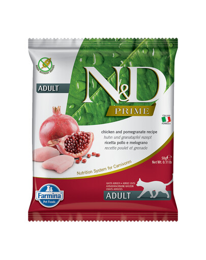 FARMINA N&D Prime Trockenfutter mit Huhn und Granatapfel für adulte Katzen 50 g