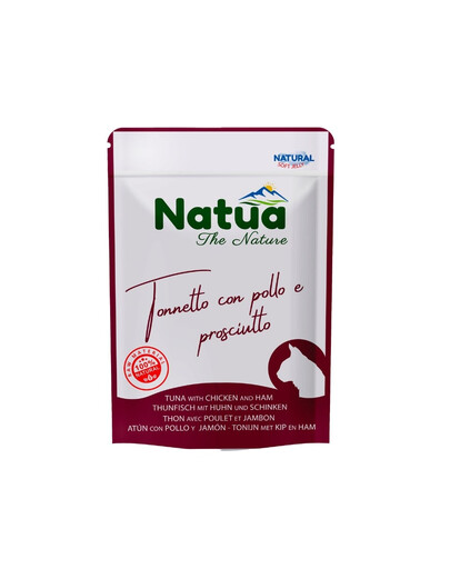 NATUA Nassfutter mit Thunfisch, Hähnchen und Schinken in Gelee für Katzen 70 g