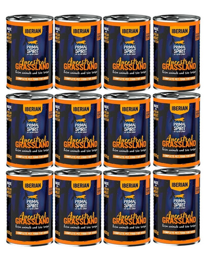 PRIMAL SPIRIT Iberian Ancestral Grassland Nassfutter mit Schweinefleisch für adulte Hunde 12x400 g