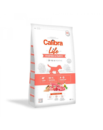 CALIBRA Life Starter Puppy Lamb Trockenfutter mit Lamm für Welpen, tragende und säugende Hündinnen 12 kg