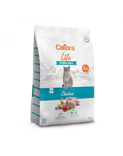 CALIBRA Life Sterilised Chicken getreidefreies Futter mit Huhn für Katzen nach Sterilisation oder Kastration 6 kg