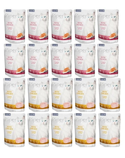 PIPER Animals Nassfutter Mix Geschmacks mit Lachs und Huhn für adulte Katzen 20x100 g