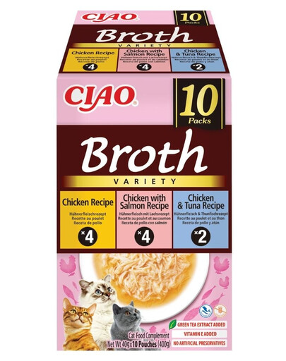 Cat Ciao Broth Variety 10x40g mix bulionowy z kurczakiem, łososiem i tuńczykiem