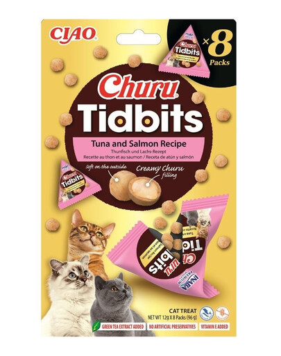 Cat Churu Tidbits Tuna and Salmon Recipe 8x12g miękkie i kremowe przysmaki z tuńczykiem i łososiem dla kotów