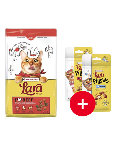 VERSELE-LAGA Lara Adult Beef Katzenfutter mit Rindfleisch 7 kg + 2 Snacks GRATIS