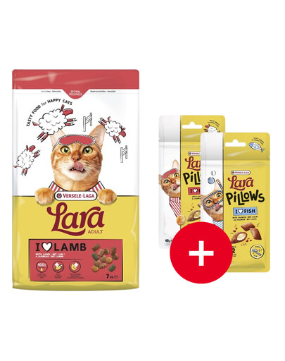 VERSELE-LAGA Lara Adult Lamb Futter für Katzen mit Lamm 7 kg + 2 Leckerlis