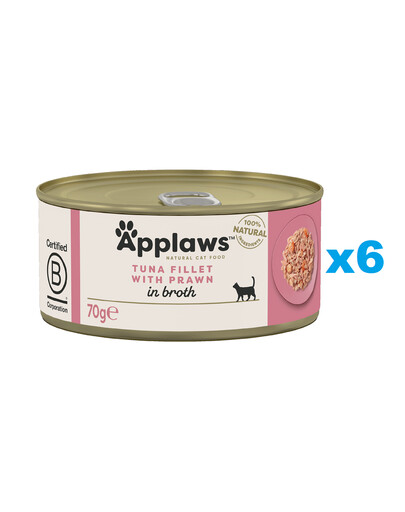 APPLAWS Cat Adult Tuna with Prawn in Broth tuńczyk i krewetki w bulionie 6x70g