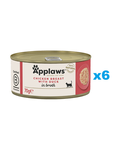 APPLAWS Cat Adult Chicken Breast with Duck in Broth pierś z kurczaka z kaczką w bulionie 6x70g