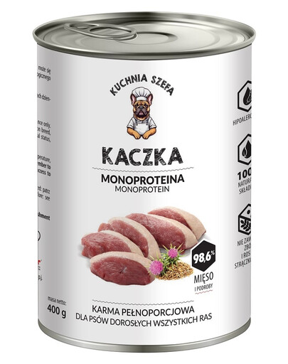 KUCHNIA SZEFA Nassfutter Ente Monoprotein für Hunde aller Rassen 400 g