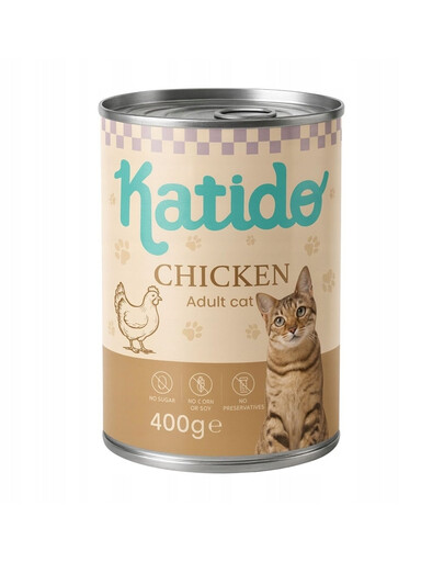 KATIDO Adult Cat Chicken Nassfutter Huhn mit Lachsöl für Katzen 400 g