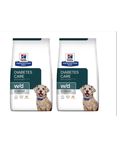 HILL'S Prescription Diet w/d Diabetes Care Chicken Adult für Hunde, die zu Gewichtszunahme neigen / nach der Kastration 20 kg (2x10 kg)