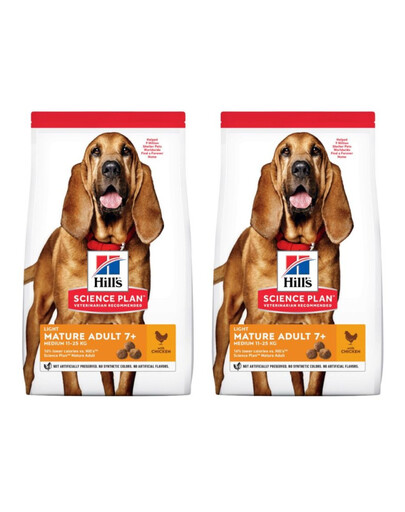 HILL'S Science Plan 7+ Dog Mature Light Medium Chicken für ältere Hunde 2x14 kg