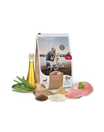 MERA Dog Pure Sensitive Adult Mini Turkey Rice Trockenfutter mit Pute und Reis für empfindliche Hunde kleiner Rassen 4 kg