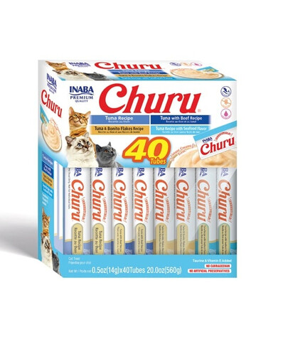 INABA Churu Varieties Tuna cremige Snacks mit Thunfisch für Katzen 40x14g