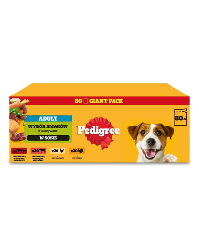 PEDIGREE Nassfutter Mix Geschmacks in Soße für adulte Hunde 80x100 g