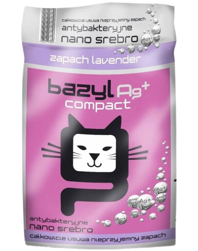 BAZYL Ag+ Compact Lavendel Katzenstreu Bentonitsreu antibakteriell, beseitigt unangenehme Gerüche, Nanosilber 5 L